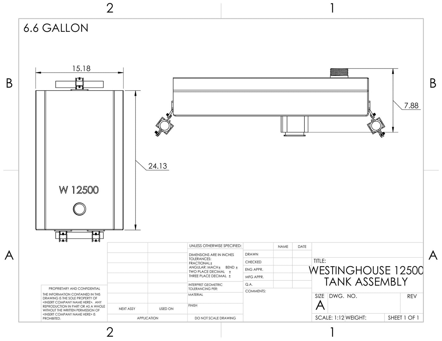 Generator gas tank - Westinghouse 12500