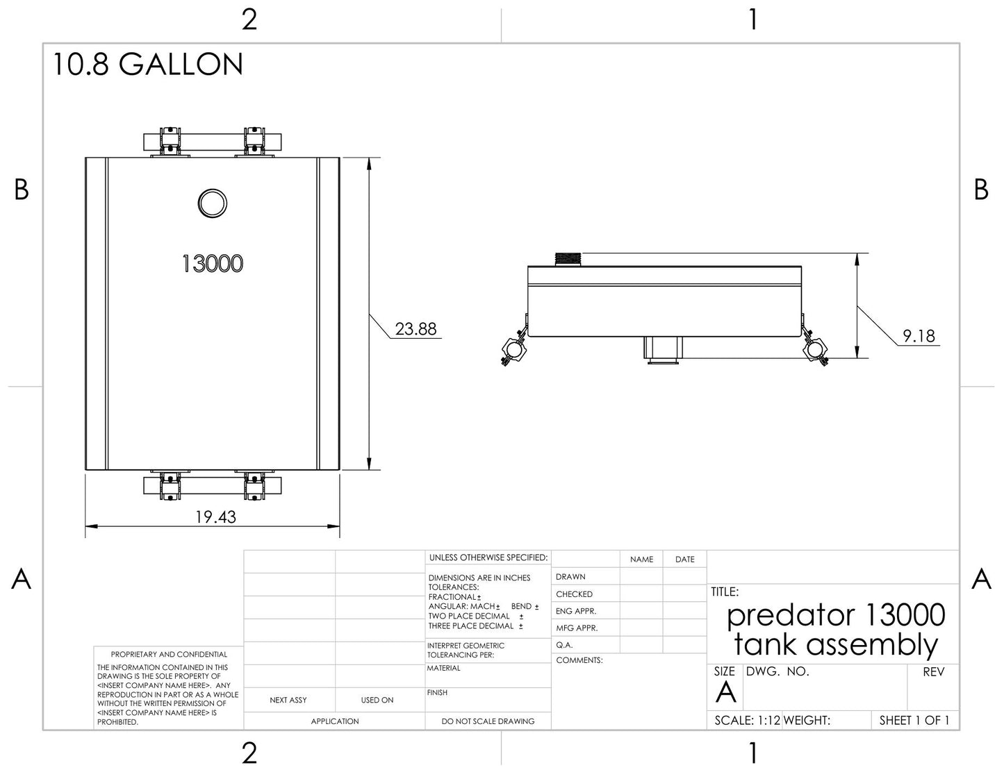 Generator gas tank - Predator 13000